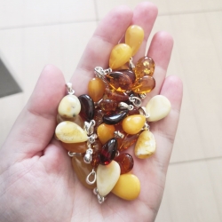 Baltic amber pendant multicolor beads